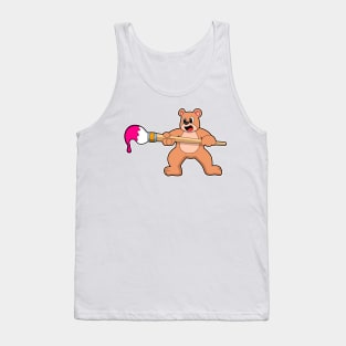 Bear at Painting with Brush & Paint Tank Top